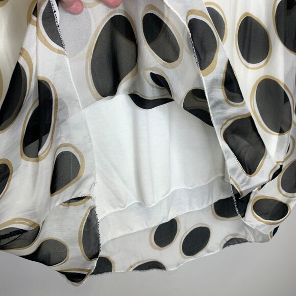 Charlie B Sheer Silk Blouse Lined Bell Sleeve Polka Dots Old Money Italy Large - Picture 4 of 14
